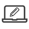 Computer with a pencil icon