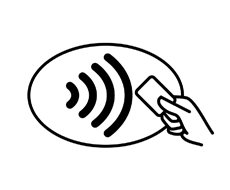 Simply tap your contactless credit card or mobile device on eligible point of sale terminals when it is time to pay: look for the Contactless Symbol  and your transaction will be finished within seconds.